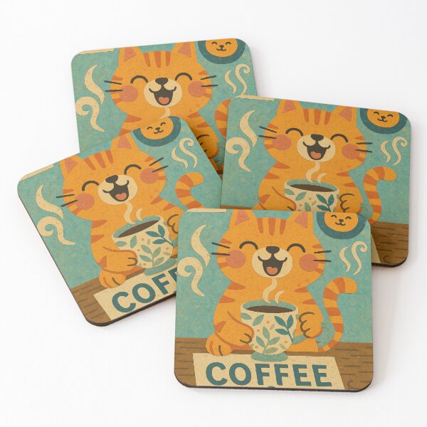 Item preview, Happy Coffee Cat designed and sold by LittleCountess.