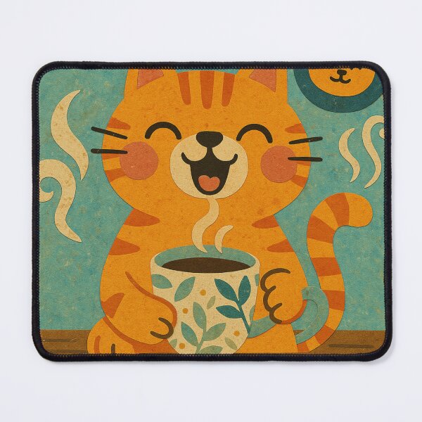Item preview, Happy Coffee Cat designed and sold by LittleCountess.