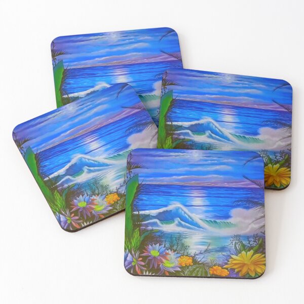 Item preview, Ocean scene with waves and cactus flowers  designed and sold by Mikekobo.