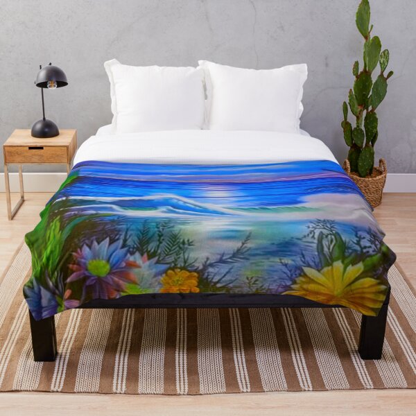 Item preview, Ocean scene with waves and cactus flowers  designed and sold by Mikekobo.