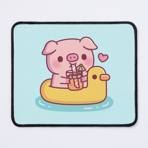 Item preview, Cute Pig Drinking Orange Juice On Duck Pool Float designed and sold by rustydoodle.
