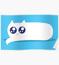 White Chibi Cat Poster