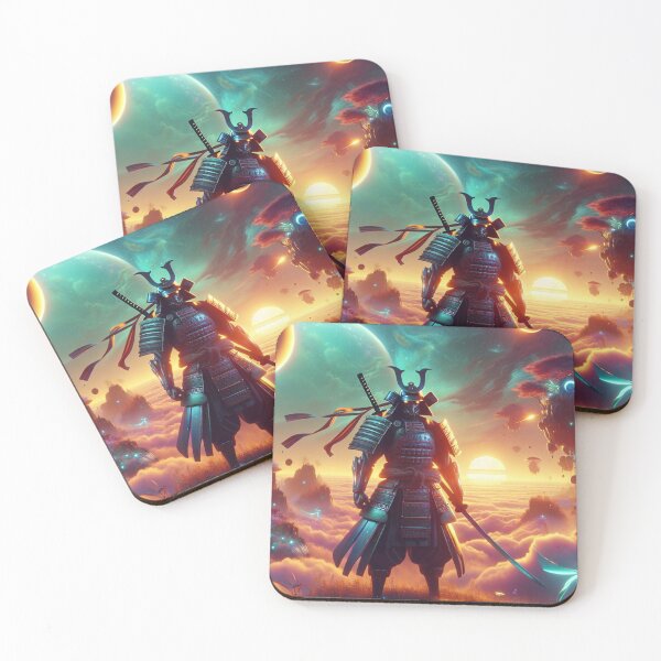 Item preview, Futuristic Samurai and Spaceships | Sci-Fi Cyberpunk Wall Art | Japanese Warrior Digital Print V4 designed and sold by Brainrot25.