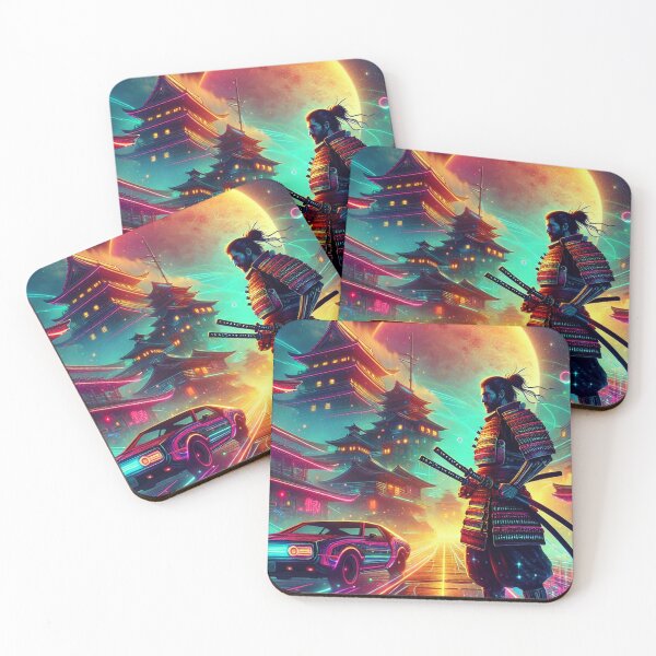 Item preview, Futuristic Samurai and Spaceships | Sci-Fi Cyberpunk Wall Art | Japanese Warrior Digital Print V5 designed and sold by Brainrot25.