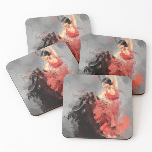 Item preview, Semi Abstract Painting of a Female Flamenco Dancer with a Red Dress, Motion Particles and Dynamic Vibe  designed and sold by ibadishi.