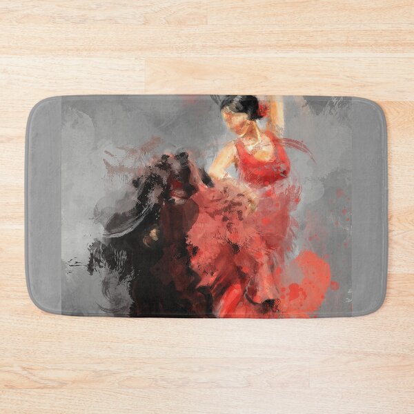 Item preview, Semi Abstract Painting of a Female Flamenco Dancer with a Red Dress, Motion Particles and Dynamic Vibe  designed and sold by ibadishi.