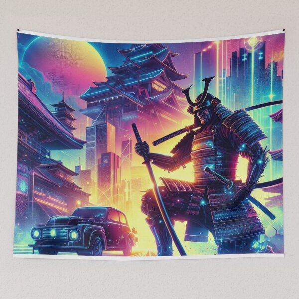Item preview, Futuristic Samurai and Spaceships | Sci-Fi Cyberpunk Wall Art | Japanese Warrior Digital Print V6 designed and sold by Brainrot25.