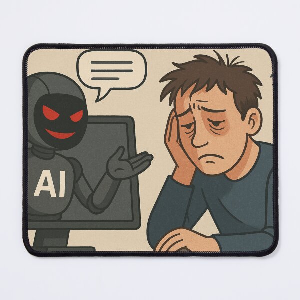 Item preview, Sinister AI Robot Talking to Tired Human  designed and sold by mkzmerch.