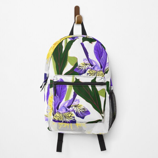 Item preview, Seamless floral pattern with white yellow peonies and violet iris. designed and sold by MatyKotiv.