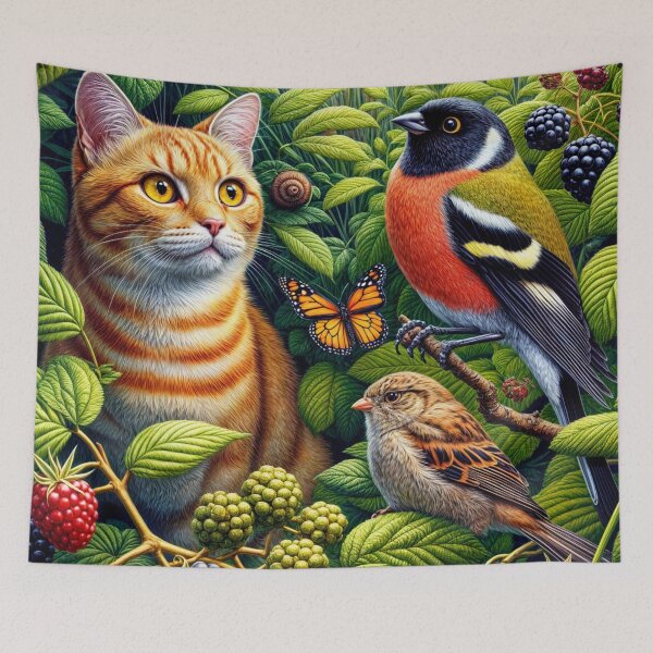 Item preview, Cat Conversing with Birds designed and sold by M-Y-A-R-T-.