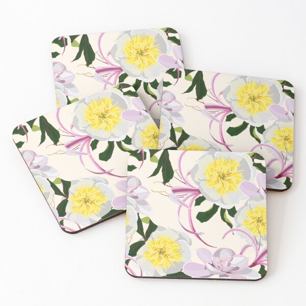 Item preview, Seamless floral pattern with white yellow peonies and pink lilies. designed and sold by MatyKotiv.