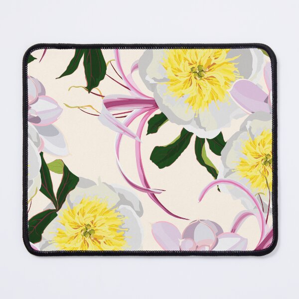 Item preview, Seamless floral pattern with white yellow peonies and pink lilies. designed and sold by MatyKotiv.