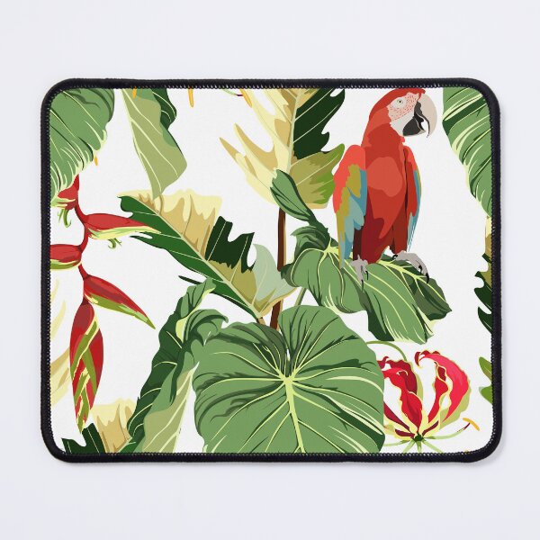 Item preview, Tropical seamless pattern with many kind of exotic palm leaves, red parrot and tropical flowers. designed and sold by MatyKotiv.