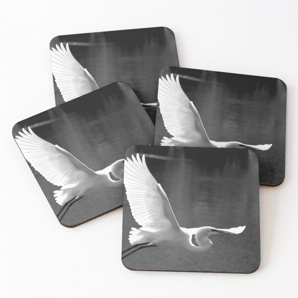 Item preview, Flying Great White Egret Black And White designed and sold by MercerImages.