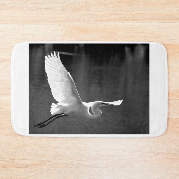 Item preview, Flying Great White Egret Black And White designed and sold by MercerImages.