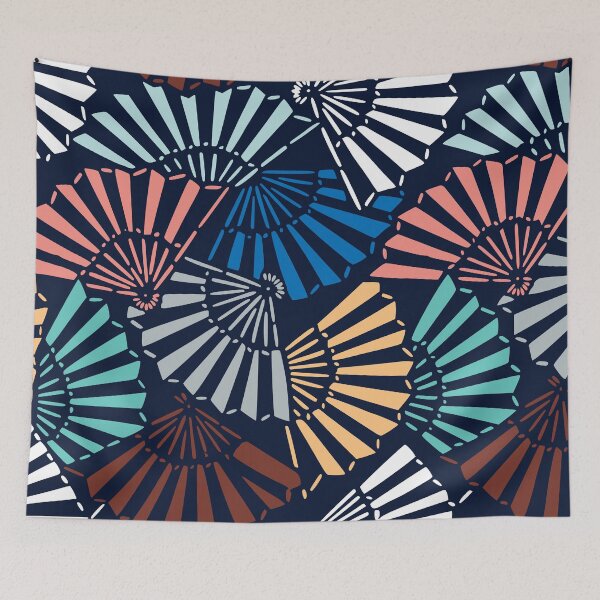 Item preview, Japanese hand fans - seamless vintage pattern designed and sold by Japan Design Prints.