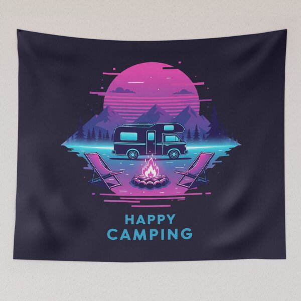 Item preview, Happy Camping - RV Life & Synthwave Sunset designed and sold by QuirkySpark.