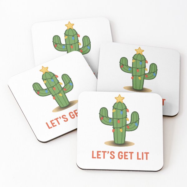 Item preview, Let’s Get Lit Funny Cactus Christmas designed and sold by -justb-.