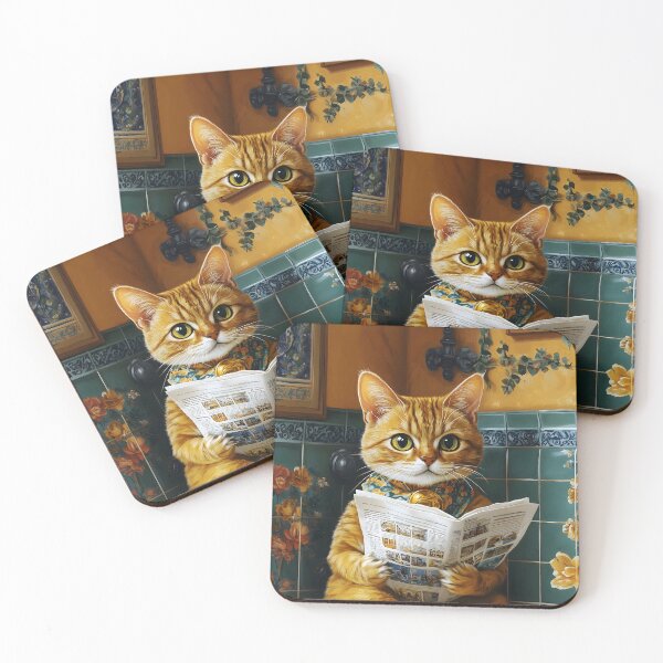 Item preview, Animal Abyssinian Cat Relaxed Reading Newspaper Toilet Cozy Session designed and sold by gamalruginaq.