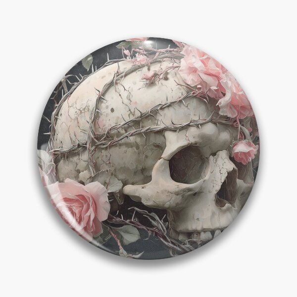Item preview, Delicate Feminine Skull Adorned with Roses and Barbed Wire designed and sold by Synthartik.