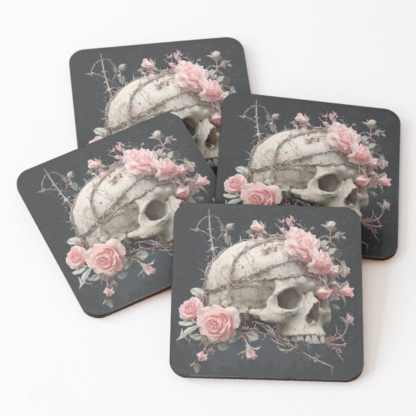 Item preview, Delicate Feminine Skull Adorned with Roses and Barbed Wire designed and sold by Synthartik.
