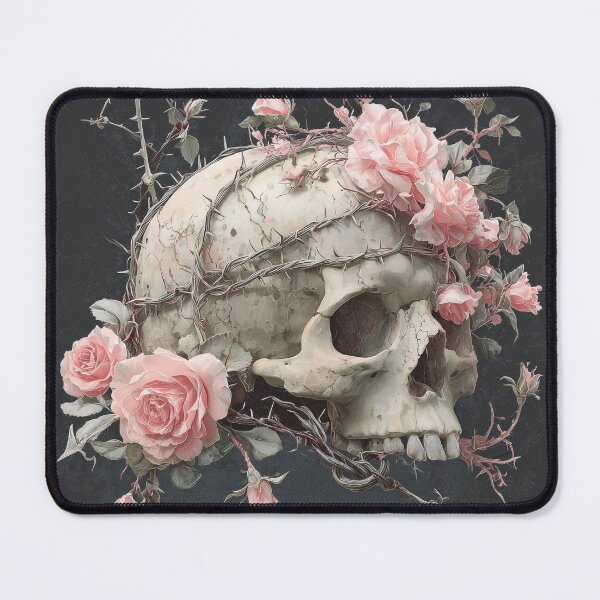 Item preview, Delicate Feminine Skull Adorned with Roses and Barbed Wire designed and sold by Synthartik.