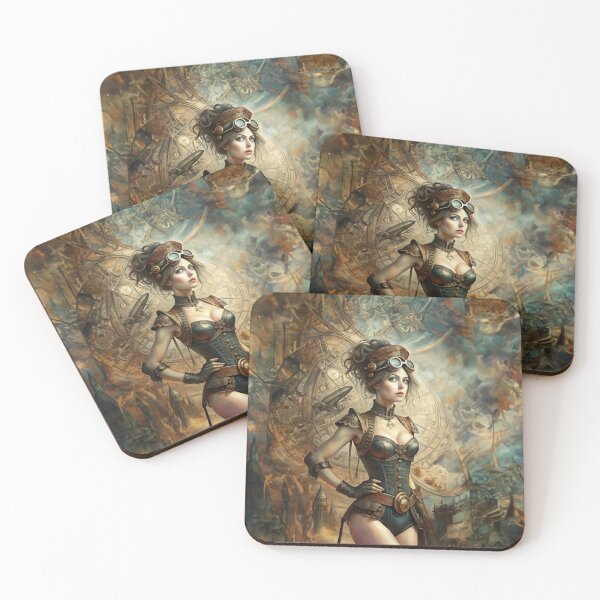 Item preview, Sexy steampunk girl contemplates the world designed and sold by Made-by-Gus.