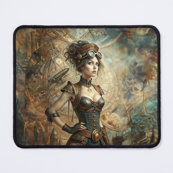 Item preview, Sexy steampunk girl contemplates the world designed and sold by Made-by-Gus.