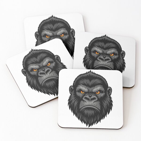 Item preview, Fierce Gorilla Face Head Illustration - Jungle Animal Art for Apparel and Stickers designed and sold by ArtfulWeave.