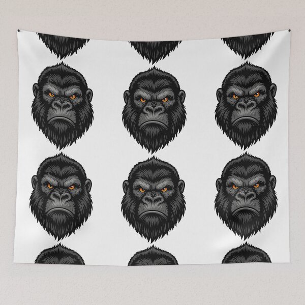 Item preview, Fierce Gorilla Face Head Illustration - Jungle Animal Art for Apparel and Stickers designed and sold by ArtfulWeave.