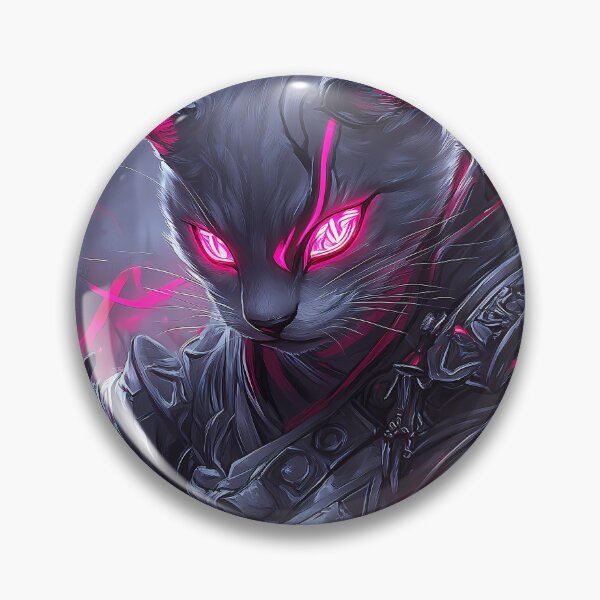 Item preview, Animal Dark Samurai Cat with Neon Eyes and Glowing Katana Blade designed and sold by lassedgkotsij.