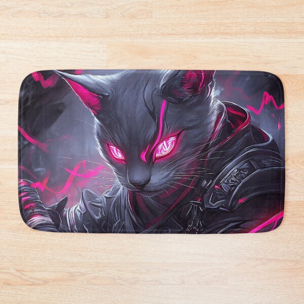Item preview, Animal Dark Samurai Cat with Neon Eyes and Glowing Katana Blade designed and sold by lassedgkotsij.