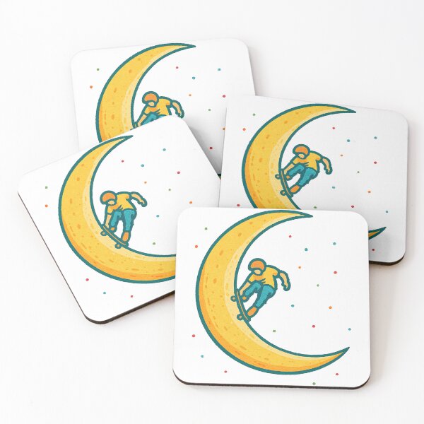 Item preview, Skater on Crescent Moon - Dreamy Space and Skateboarding Illustration designed and sold by ArtfulWeave.