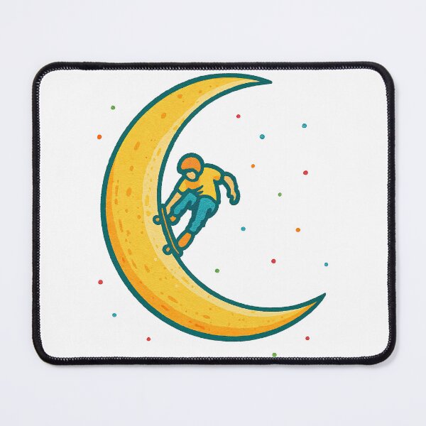 Item preview, Skater on Crescent Moon - Dreamy Space and Skateboarding Illustration designed and sold by ArtfulWeave.