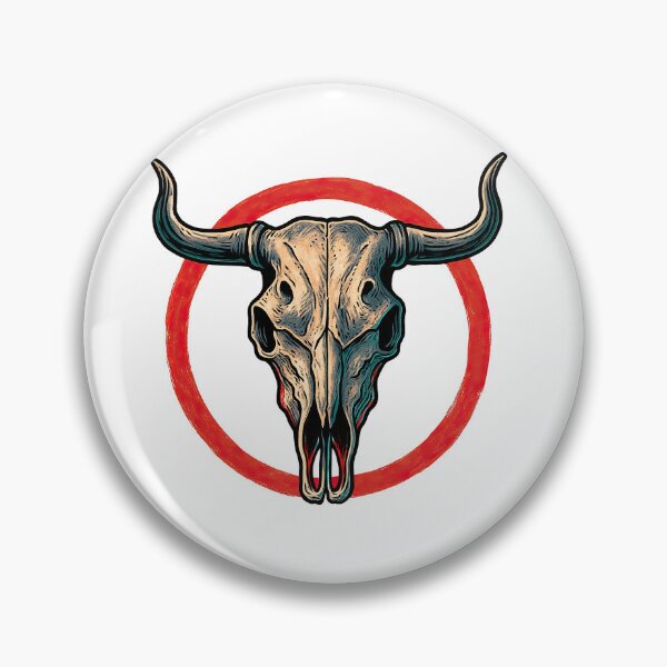 Item preview, Western Longhorn Skull with Red Circle – Vintage Cow Skull Art designed and sold by ArtfulWeave.