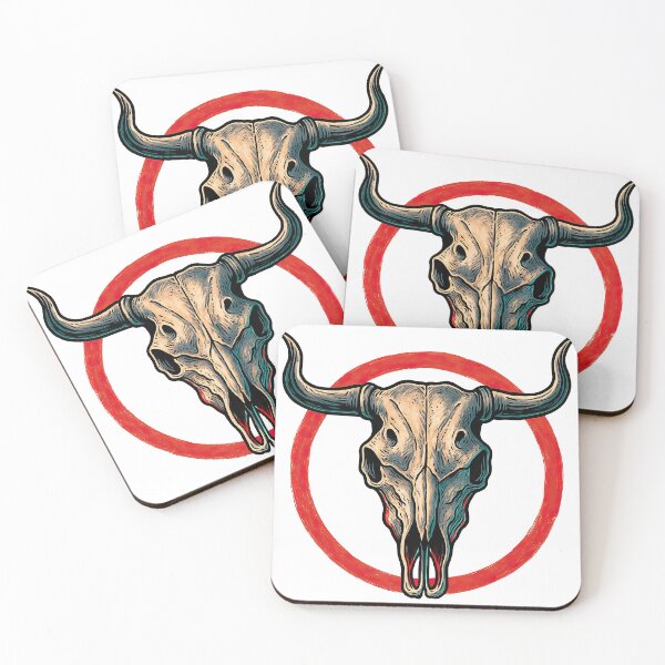 Item preview, Western Longhorn Skull with Red Circle – Vintage Cow Skull Art designed and sold by ArtfulWeave.