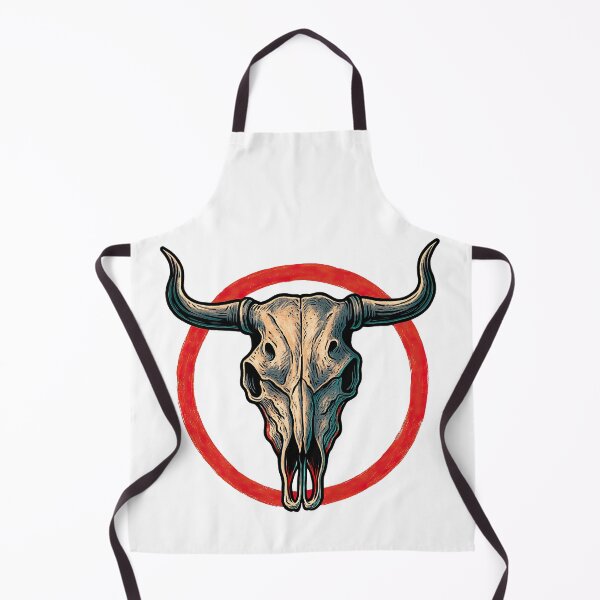 Item preview, Western Longhorn Skull with Red Circle – Vintage Cow Skull Art designed and sold by ArtfulWeave.