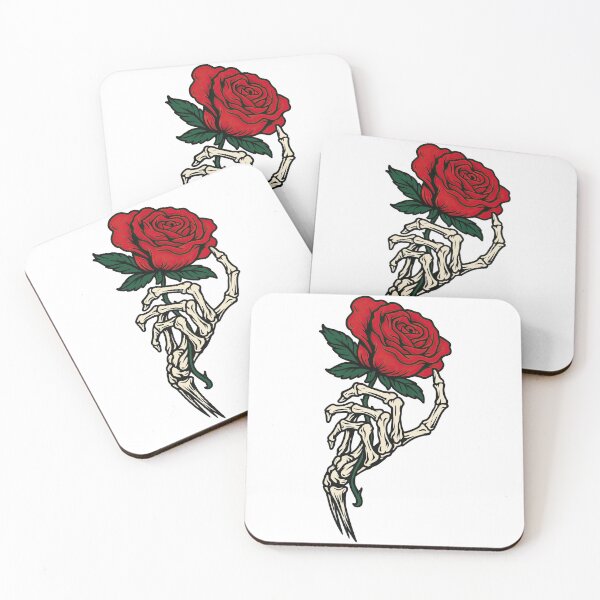 Item preview, Skeleton Hand Holding Rose – Gothic Floral Tattoo Style designed and sold by ArtfulWeave.