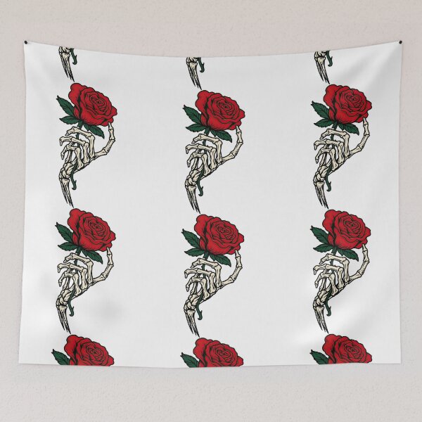 Item preview, Skeleton Hand Holding Rose – Gothic Floral Tattoo Style designed and sold by ArtfulWeave.