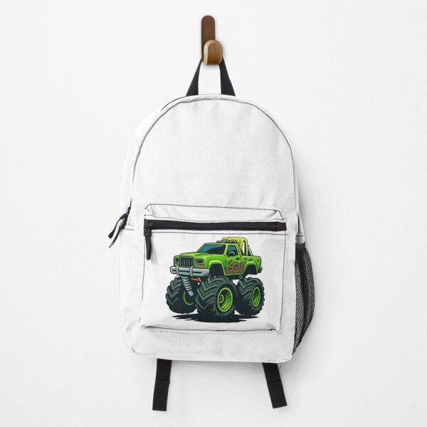 Item preview, Green Monster Truck Cartoon Illustration Off Road Big Wheels Design designed and sold by ArtfulWeave.