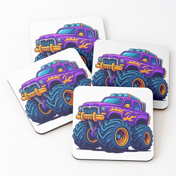 Item preview, Purple Monster Truck Cartoon Illustration with Flames Design designed and sold by ArtfulWeave.