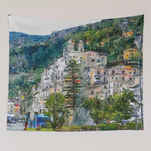 Item preview, Amalfi town , Campania, Italy water color painting designed and sold by Photopat.