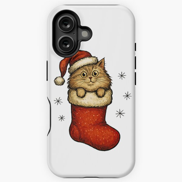 Item preview, Cute Christmas Cat in Santa Hat Stocking Illustration designed and sold by ArtfulWeave.