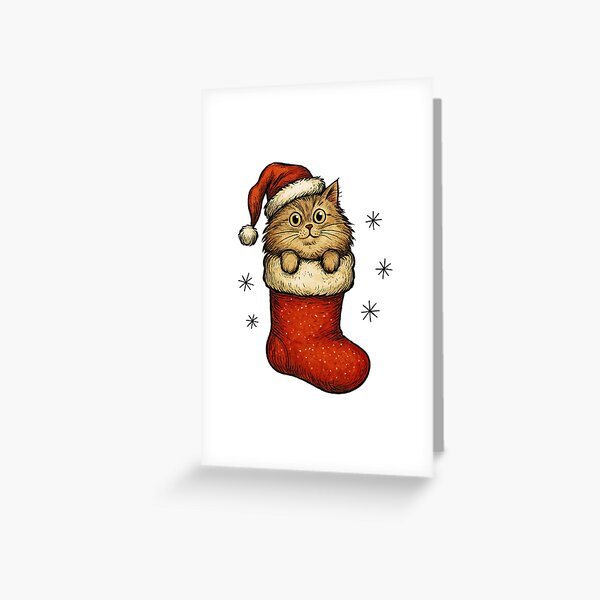 Item preview, Cute Christmas Cat in Santa Hat Stocking Illustration designed and sold by ArtfulWeave.