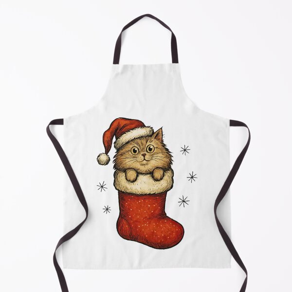 Artikelvorschau, Niedliche Weihnachtskatze in Weihnachtsmütze Strumpf Illustration entworfen und verkauft von ArtfulWeave.