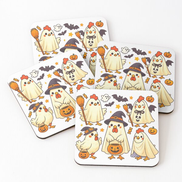 Item preview, Cute Halloween Chickens in Ghost Costumes Illustration designed and sold by ArtfulWeave.