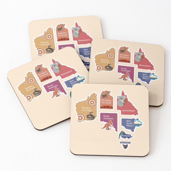 Item preview, Australia States Map with Animals – Colorful Travel Illustration designed and sold by Saltycurrent1.