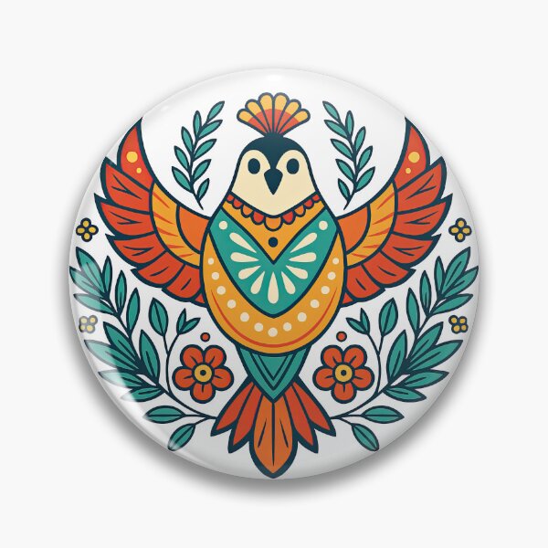 Item preview, Folk Art Colorful Bird with Flowers and Leaves Illustration designed and sold by ArtfulWeave.
