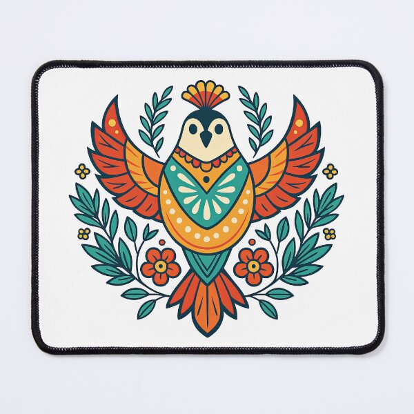Item preview, Folk Art Colorful Bird with Flowers and Leaves Illustration designed and sold by ArtfulWeave.