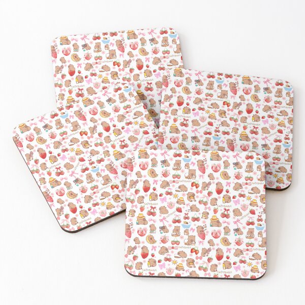 Item preview, Capybaras strawberries, coquette bows & flowers Seamless pattern designed and sold by Fantacaroo Designs.
